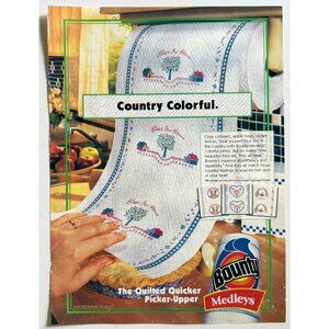 Vintage 1999 Bounty Paper Towels Country Colorful Advertisement Print Ad